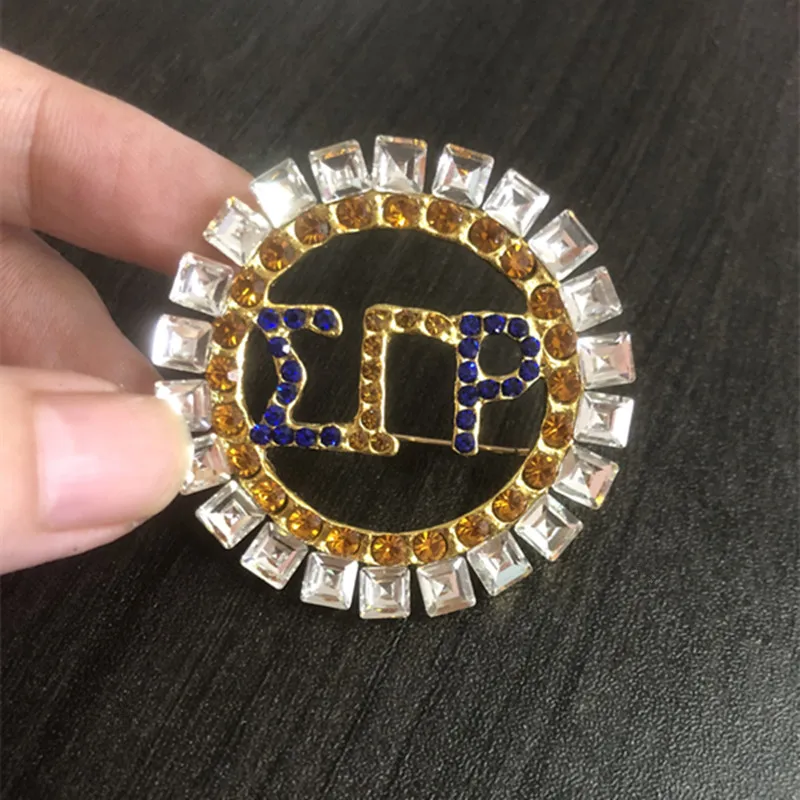 1Pcs SGR Rhinestone Circular Brooch Fraternity Sorority Sigma Gamma Rho Lapel Pin Jewelry Gift Dropship OGB029