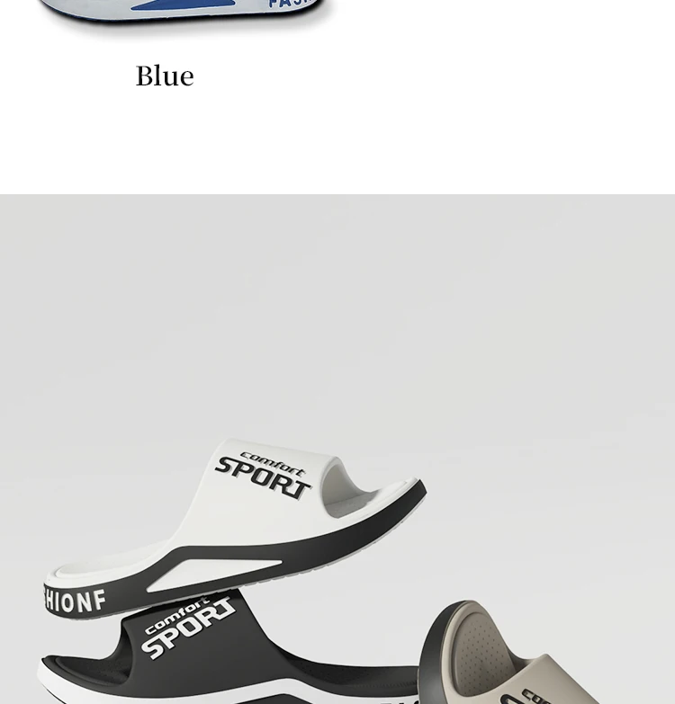 Modische Slide-Sandalen für Herren, Sommer, rutschfest, bequem, flache Sohle, Hausschuhe für drinnen und draußen, trendiger, atmungsaktiver Heimschuh – Detail 6