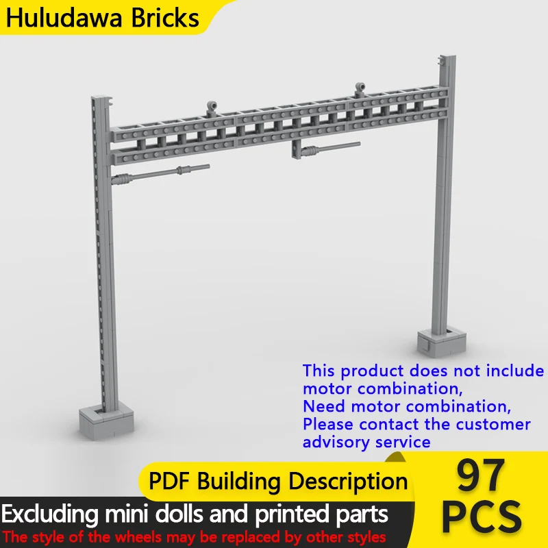 Street View Model MOC Building Bricks Overhead Line Double Track Modular Technology Children Holiday Gifts Assemble Toys Suit