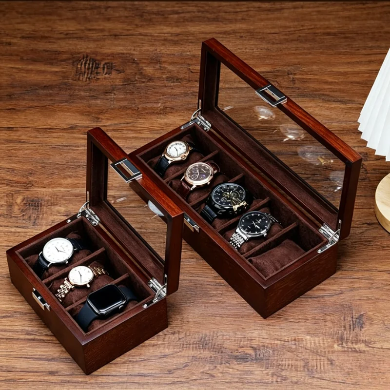Wooden Watch Box Retro Watches Collection Boxes 3/5 Slot Watch Storage Case Desktop Men's Mechanical Watches Organizer Cases
