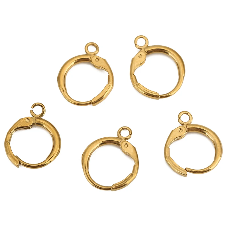 10 sztuk PVD nigdy nie znikają kolczyki ze stali nierdzewnej haczyki z pętelką 12mm hipoalergiczne zatrzaski do kolczyków dokonywanie biżuterii Accesorios