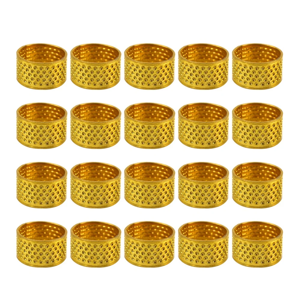 

20Pcs Adjustable Thimble Sewing Ring Perfect for Hard Sewing and DIY Craft Projects on Canvas Golden Thimble Ring DIY
