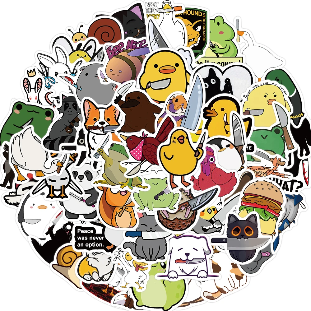 10/30/60pcs Knife animals Stickers Decals Cartoon Graffiti DIY Notebook Luggage Wall Decoration PVC Sticker