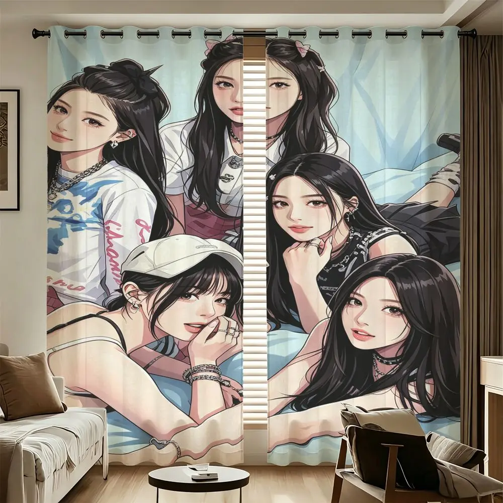 Y2K Street Cartoon Printed Curtains 2 Panels Light Blocking Rate 85% Darkening Curtains Teen Bedroom Window Decor