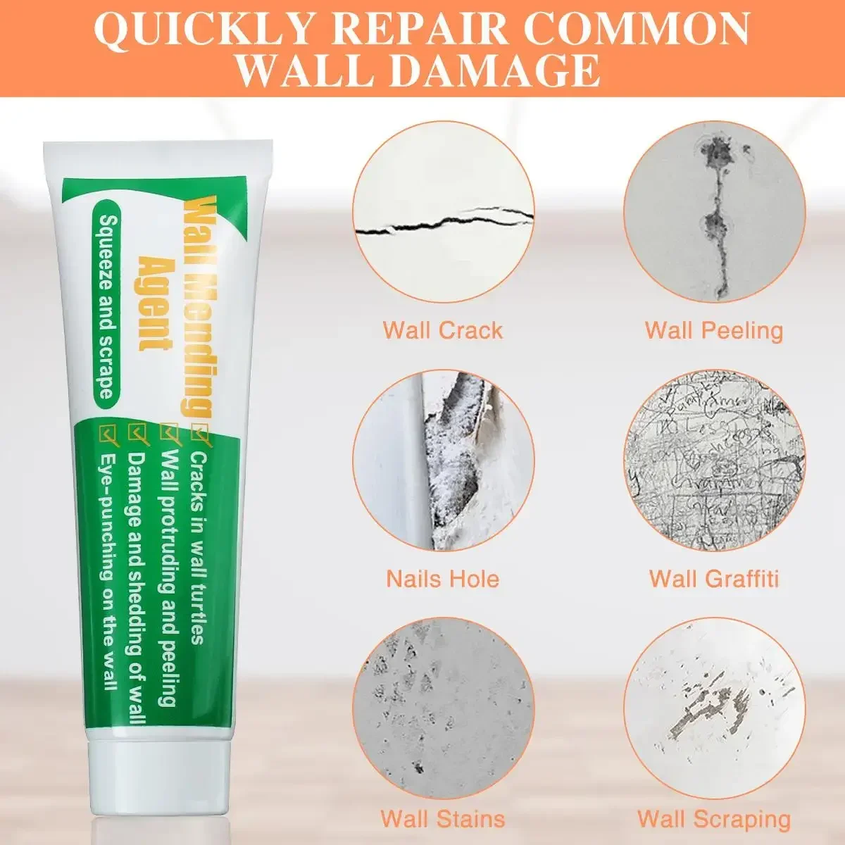 New Hot Sale Wall Mending Agent 100g Wall Repair Cream with Scraper Paint Valid Mouldproof Quick-Drying Patch Restore