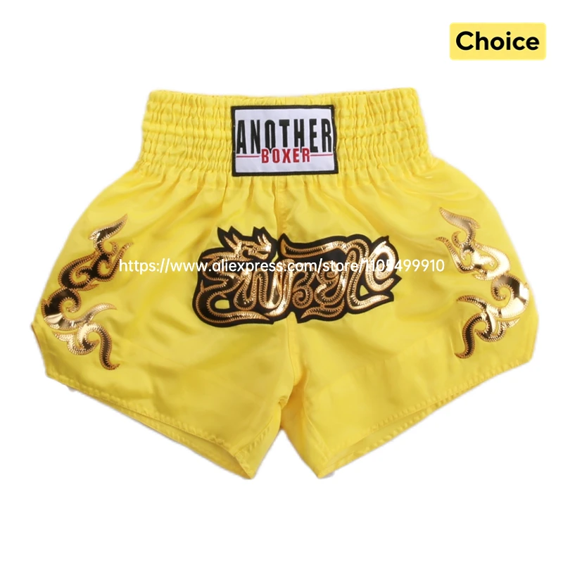 Herren Box-Kampfshorts Athletische Muay Thai Shorts Kinder Damen Kampfsport Sparring Training Wettkampf Performance-Bekleidung Gelb