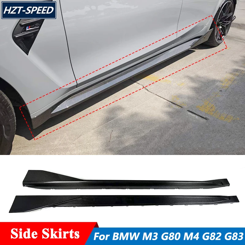 MP Style Wet Carbon Fiber Material Side Skirts Extensions Lip Trims For BMW M3 G80 M4 G82 G83 Tuning 2021 Up