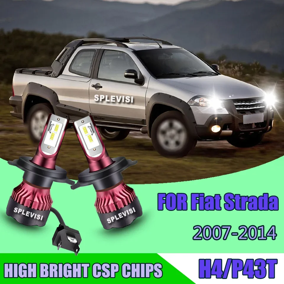 2x Lâmpadas LED H4 para Faróis de Carro, Luz Alta/Baixa, IP67, COB, 12V, para Fiat Strada 2014 2013 2012 2011 2010 2009 2008 2007