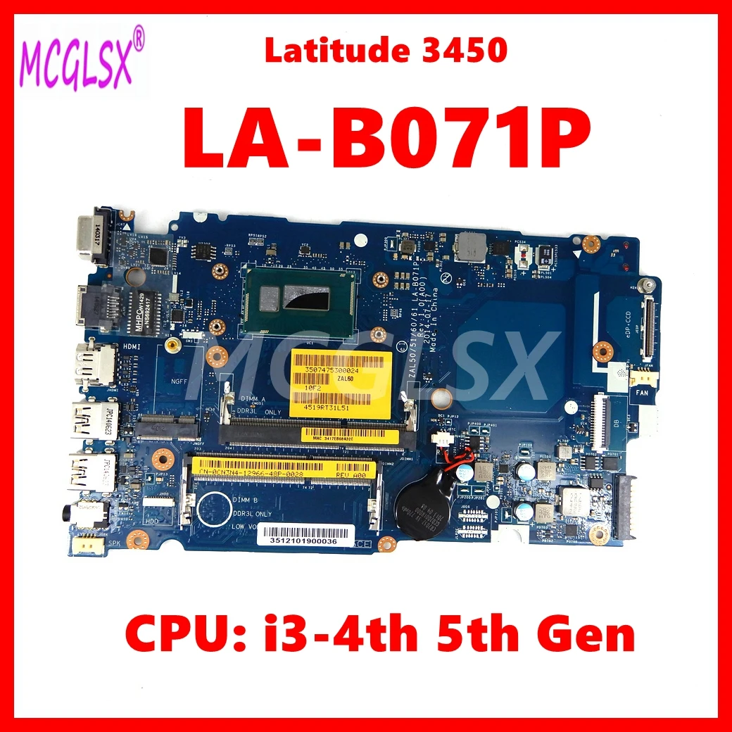 

LA-B071P Notebook Mainboard For Dell Latitude 3450 3550 Laptop Motherboard with 3205U / i3-4th 5th Gen CPU