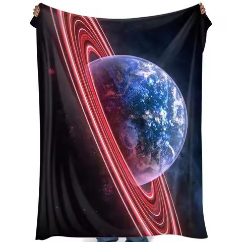 Warm Lunar Planet, Winter Space Cashmere Bed Rocket, Blanket, Student Office Air Conditioning Bed Sheet, Flange Fleece Blanket
