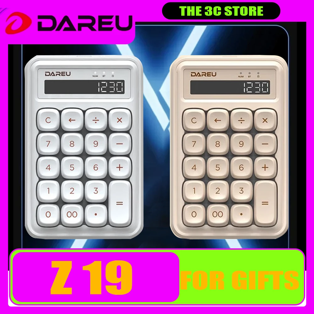 Dareu Z19 Mini Number Keypad Dual Mode Bluetooth Wireless Calculators 19Key Mechanical Keypad Customized PC For Office Accessory