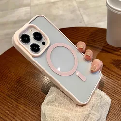 Luxury Shockproof Case For Samsung Galaxy S24 S25 Ultra S23 Plus 5G S22 For Magsafe Magnetic Transparent Wireless Charging Cover