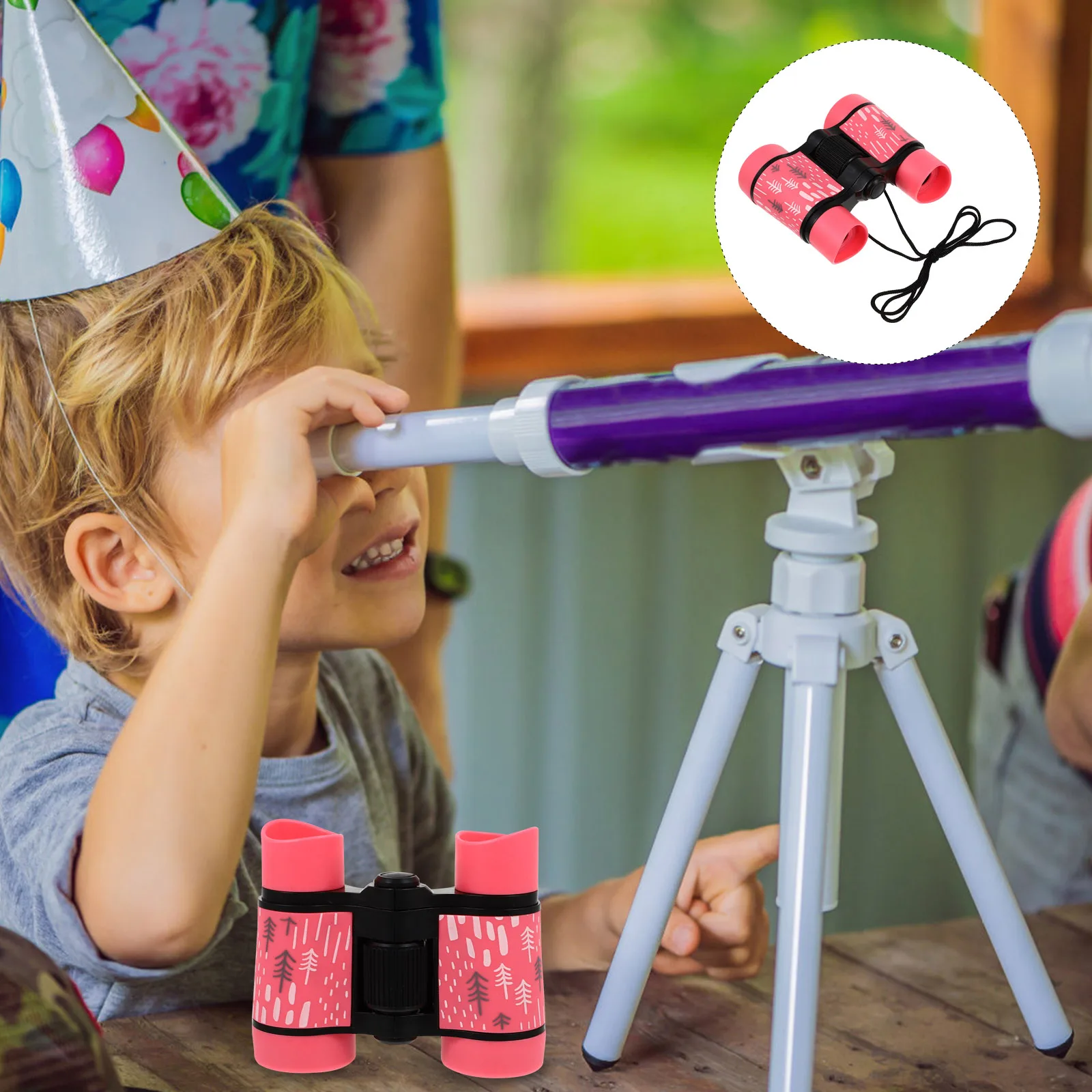 

1pc Kids High Resolution Printed Telescope Durable Rubber Coated Child For Bird Watching Stargazing Hiking Outdoor