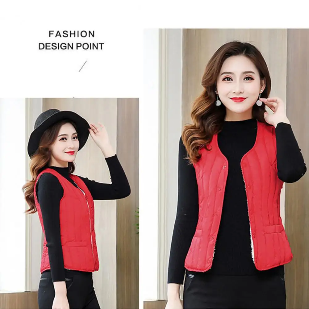 Perfect Fitting  Chic Sleeveless Fitted Undershirt Vest Cold Resistant Fleece Vest Thickened   for Winter