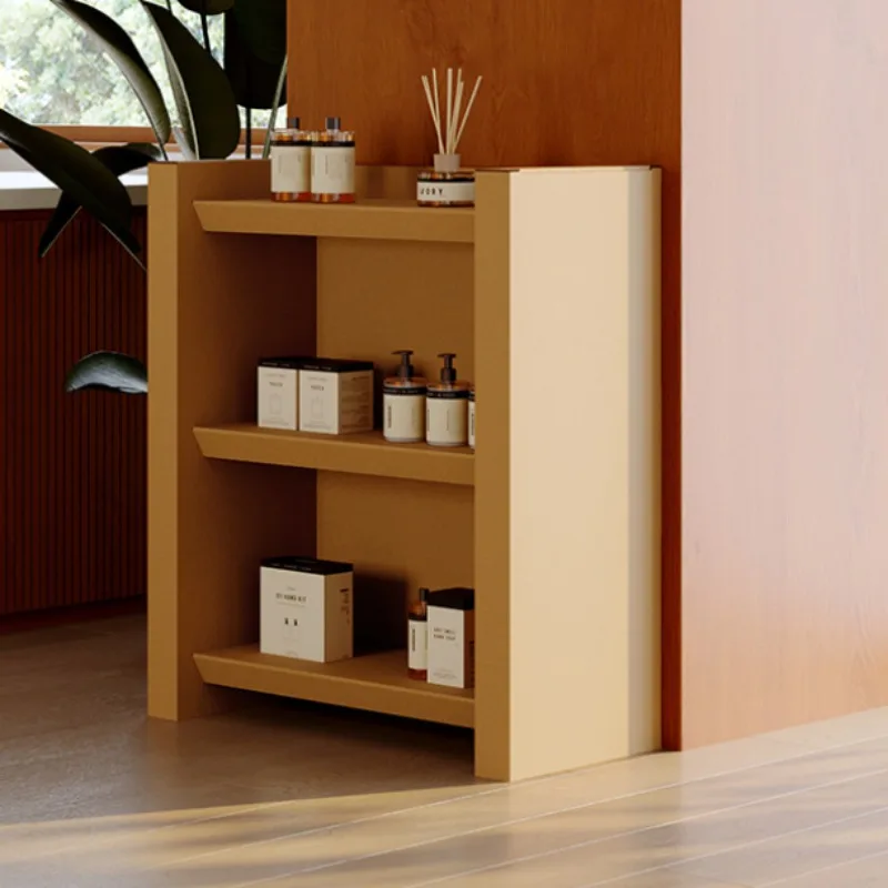 

Corrugated Paper Storage Cabinet Multi-layer Magazine Display Shelf Floor Foldable Snack Shelf Home Simple Bookshelf