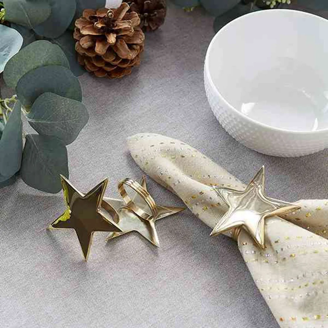 12 Pcs Five-Pointed Star Napkin Ring,Christmas Napkin Ring Suitable for Holiday Parties,Dinners,Wedding Receptions,Etc