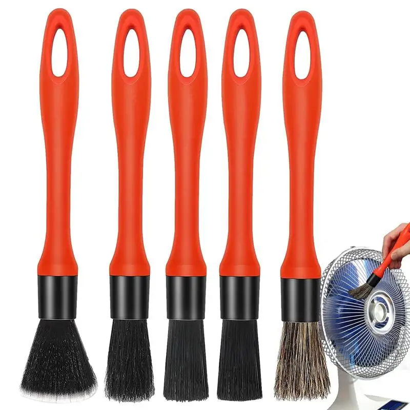 5pcs Car Detailing Brush Set Car Wash Brush Detail Small Automotive Interior Cleaning Detail Brush Dashboard Tools Accessories