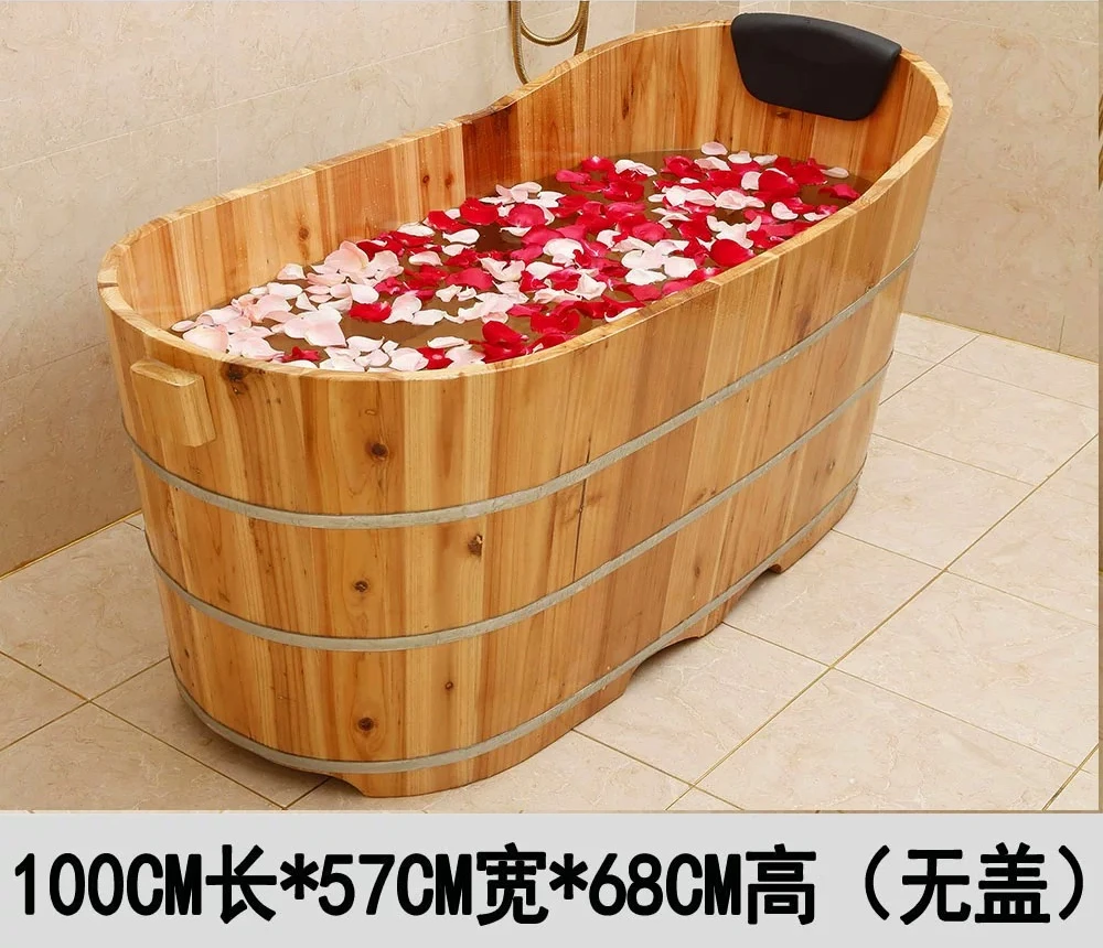 Yjq solid wood bath bucket beauty salon adult bath bucket wooden adult household full body bath bucket