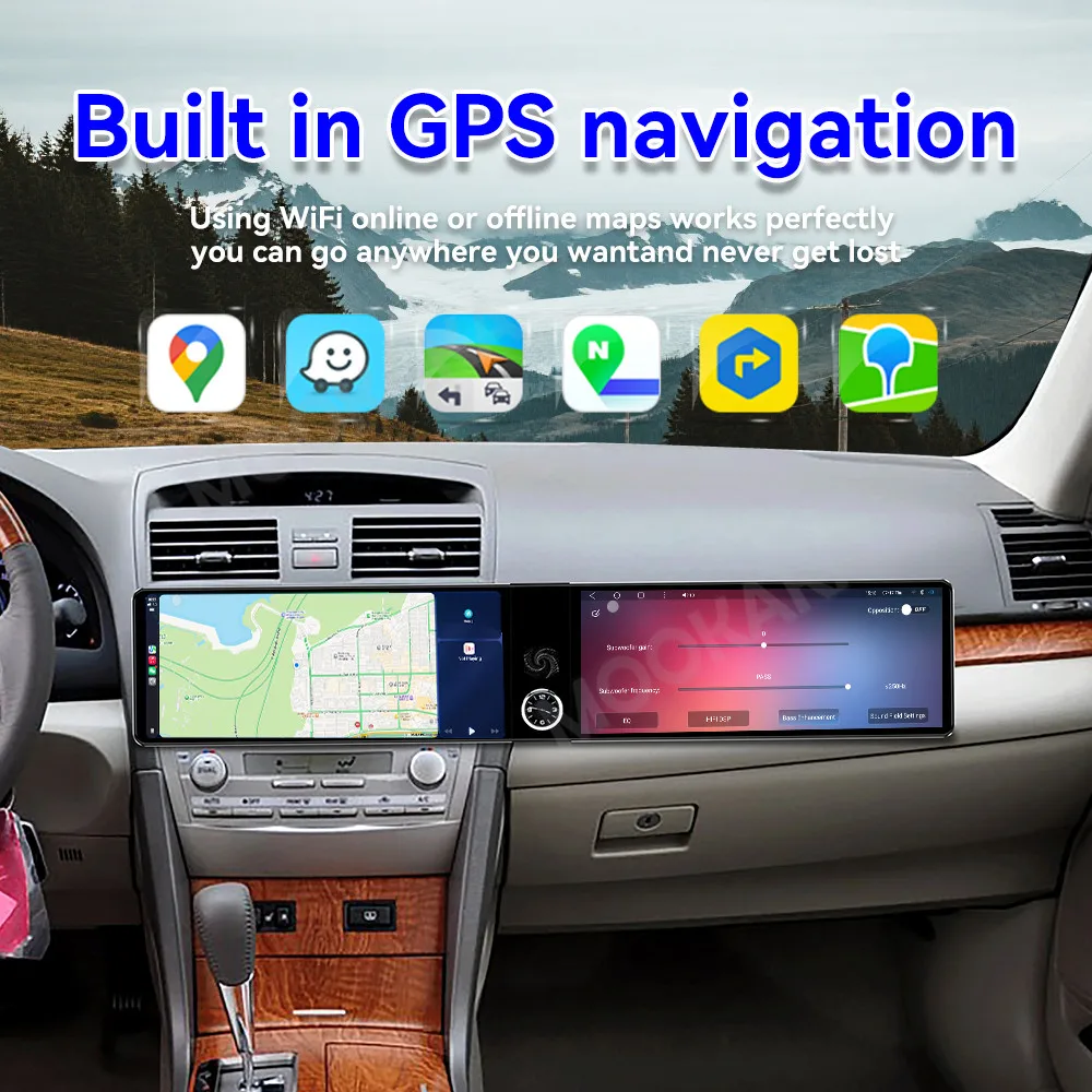 

24.6" Dual Screen Android Auto Radio For Toyota Camry 2007-2011 Car Stereo Multimedia Carplay GPS Navigation Head Unit RHD LHD