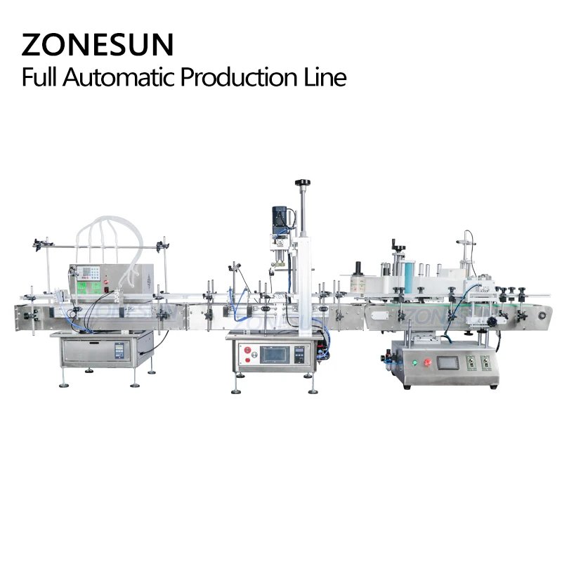 ZONESUN Desktop Automatic Liquid Oil Plastic Round Bottle Filling Capping And Positioning Labeling Machine