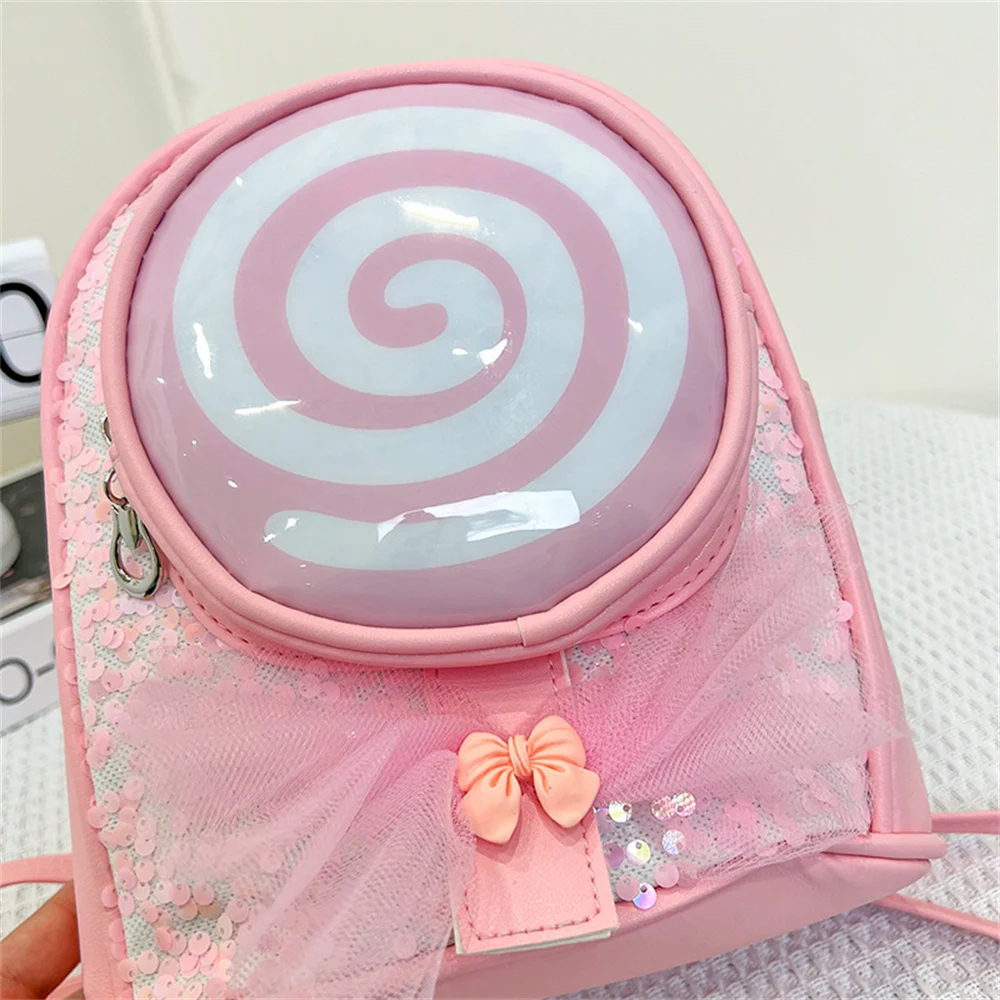 New Fashion Girls' Sequins Lollipop Backpack Custom Name Kindergarten Schoolbag Small Size Leisure Travel Outgoing Backpacks
