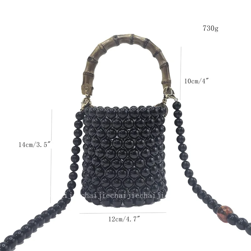 New Fashion Bucket Bag Chain Bar Pearl Beads Premium Single Shoulder Women's Bags Banquet Banquet Ladies Handbag Customizable