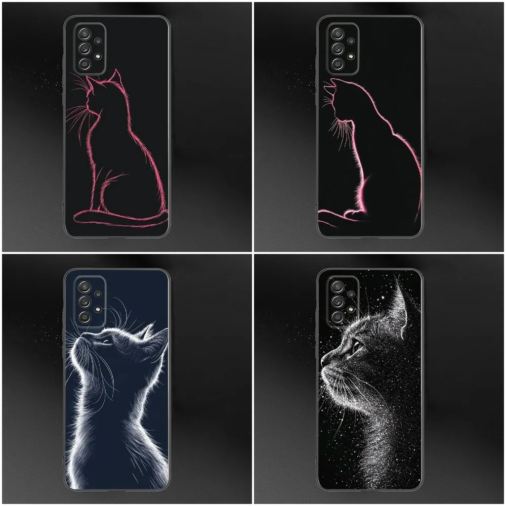 

cool cat Phone Case For Samsung S24,S23,S22,S21,S20,S10,S10E,S9 Plus FE Note 20 Ultra 10,9 Plus Black