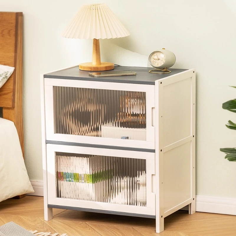 Small Bedside Storage Cabinet with Large Drawer,High Capacity Bedroom Organizer,Multifunctional Accent End Table for Living Room
