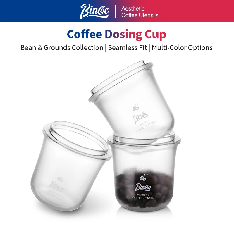 Bincoo Transparent Pink Coffee Powder Catcher - Aroma Preserving Weighing Cup with Anti-Flying Powder Design