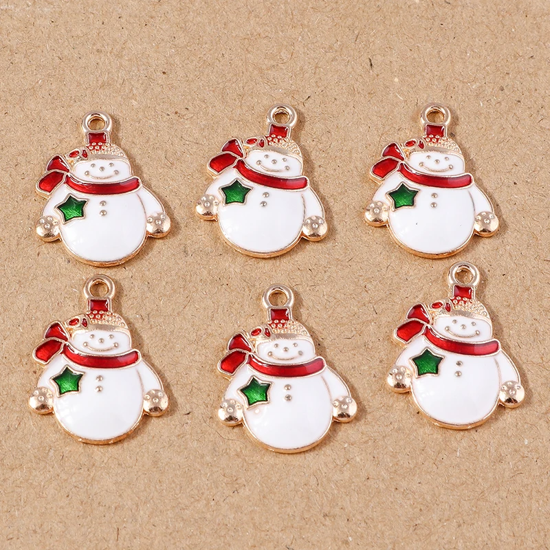 10pcs 23x22mm Cute Enamel Christmas Stocking Santa Claus Charms Pendant for Earrings Necklaces Making DIY Jewelry Accessories