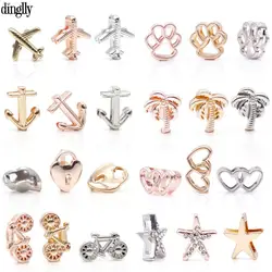 DINGLLY 2pcs 10mm Insect Charm Aircraft Anchor Fit Original Brands Stainless Steel Mesh Bracelet Beaded Key Strap Bangle