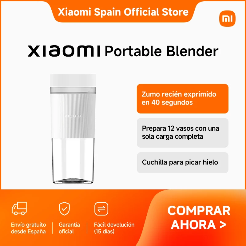 Official | Xiaomi Portable Blender Zumo recién exprimido en 40 segundos Prepara 12 vasos con una sola carga completa Cuchilla para picar hielo Inalámbrica y portátil Numerosas funciones de seguridad Textura suave