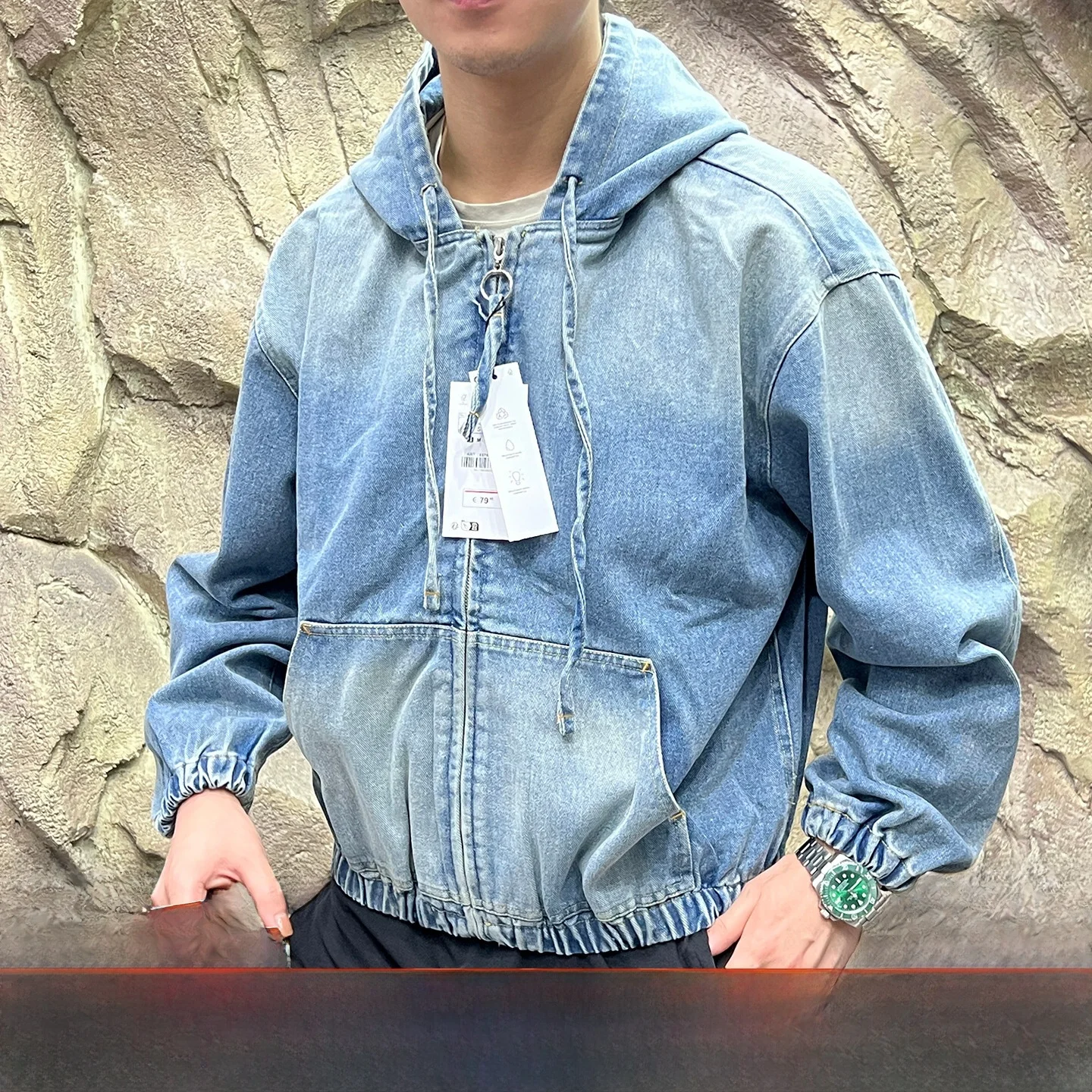 

Джинсовая ткань Waed Jaet с капюшоном, свободная посадка для мужчин и женщин, повседневная одежда на молнии, цветная осенняя куртка