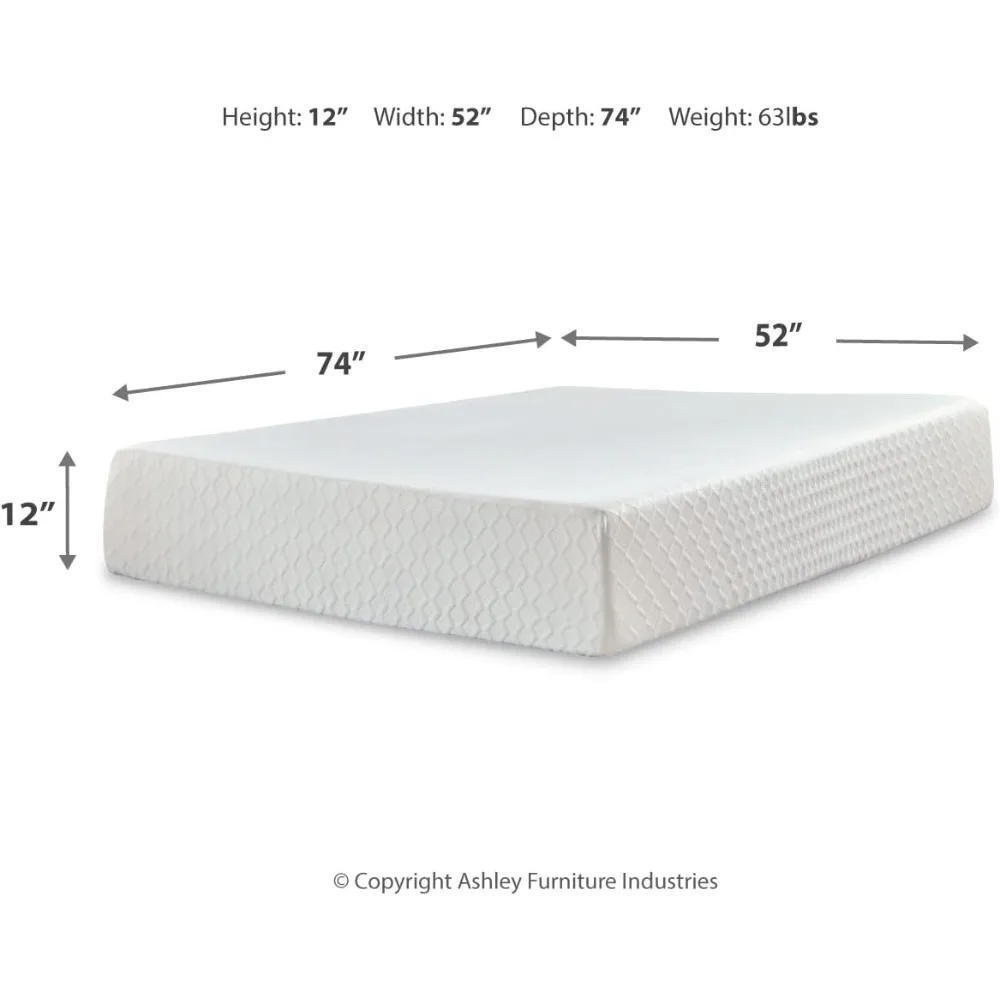 Full Size Chime 12 Inch Medium Firm Memory Foam Mattress with Green Tea & Charcoal Gel