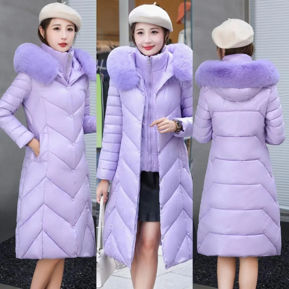 Winter Hooded Fur Collar Long Parkas Thick Warm Down Cotton Padded Jacket 2023 New Women Casual Hoodies Coat Female Outwear