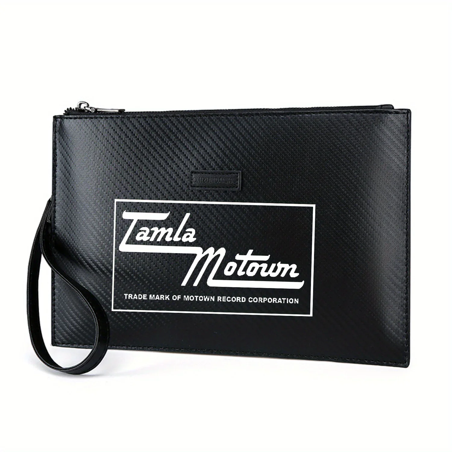 Tamla Motown Record Trade Mark Design Elegant Printed PU Men's Handbag Fashionable and Practical for Everyday Carry