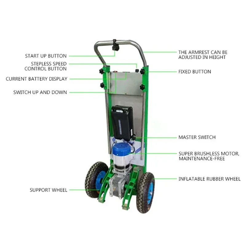 1800W Electric Stair Climbing Car Hand Trolley Stair Climbing Cart For Moving Goods Flat Hand Truck Stair Climb Trolley Tool 48V