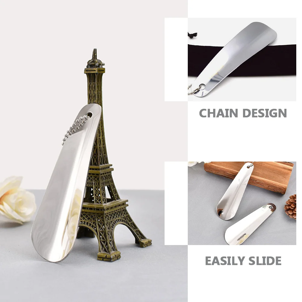 4 قطعة بوق حذاء من الفولاذ المقاوم للصدأ مدمج محمول للسفر للبالغين كبار السن مقبض قصير مساعد حذاء قصير #4