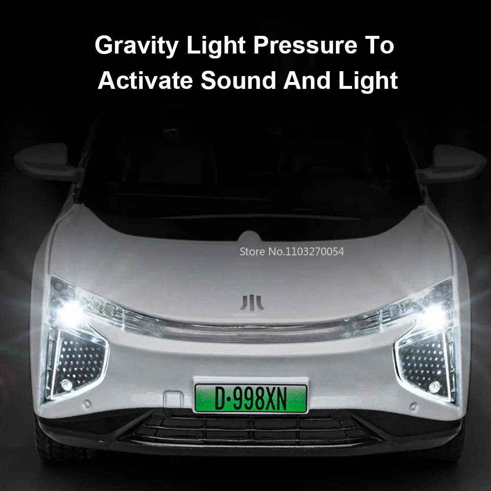 1:22 HiPhi X ヘルキャット合金製おもちゃの車モデル、サウンドライト、プルバック機能、ドア開閉可能、男の子の誕生日プレゼント