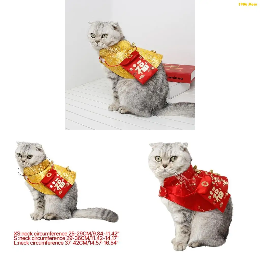 U1JB Chinese New Year Costume for Cat Dog Traditional TangSuit Dog Holiday Suit