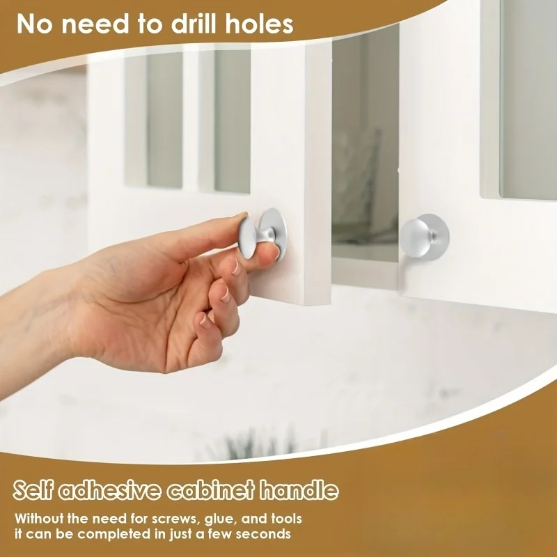 6pcs Fashion Luxury Nail-free Self-adhesive Handle for Wardrobe Door Cabinet Drawer Doors And Windows  Sliding Door Glass Door