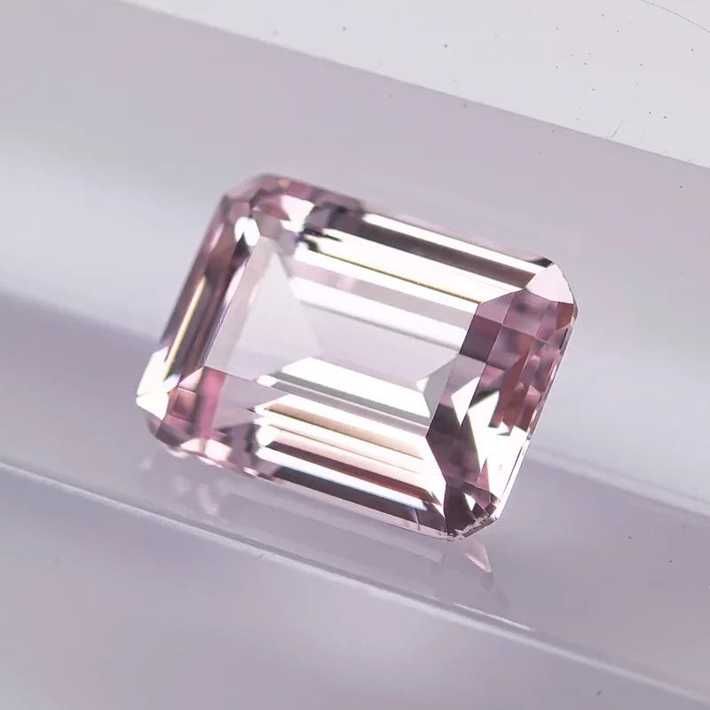 Lab Grown Sapphire Emerald Cut Sakura Pink Color Gemstone for Charms DIY Ring Necklace Earrings Materials Selectable Certificate