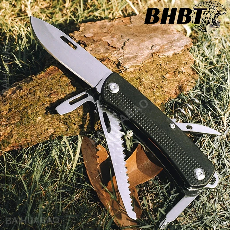 BHBT MIni Multitool Knife Multifunctional Folding EDC Outdoor Portable Pocket Knife Saw Screwdriver Bottle Wine Opener