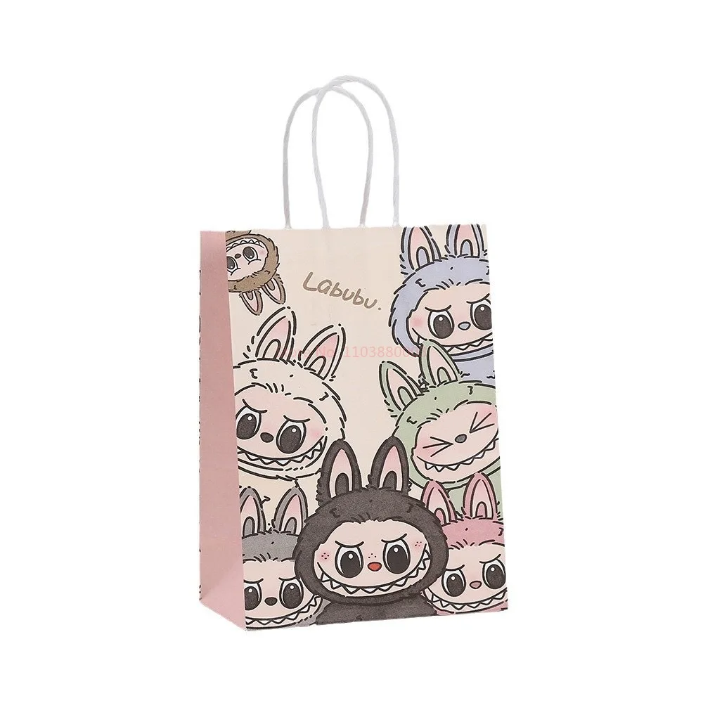 12/20pcs Labubu Anime Kraft Paper Bag Party Decoration Labubu Gift Bags Shopping Packaging Bag Party Gift Tote Bag Candy Packing