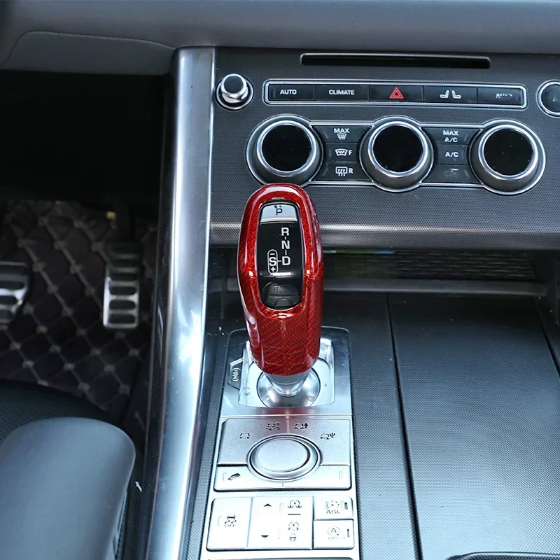 ألياف الكربون سيارة والعتاد رئيس التحول المقبض غطاء الكسوة السيارات ملصق لاند رينج روفر سبورت RR سبورت 2014 2015 2016 2017 2018-2020 #6