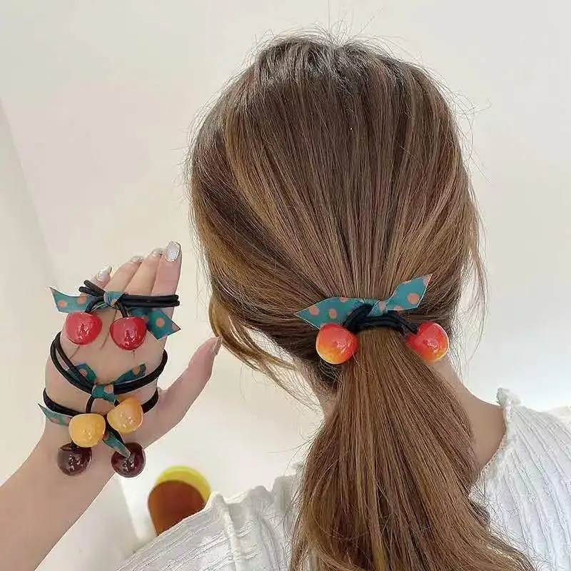 

Creative large-size Fruit Hair Rope Hair Ring Simple Hair Tie Rope women's High Elastic Rubber Band Hair Accessories