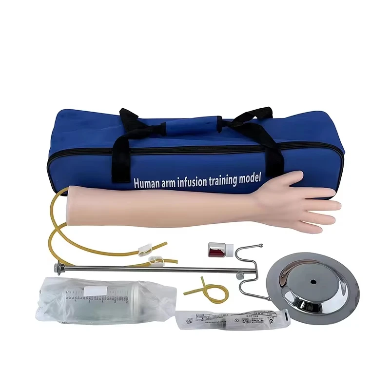 Intravenous puncture practice arm kit with infusion stand for intravenous injection training model teaching PVC latex arm