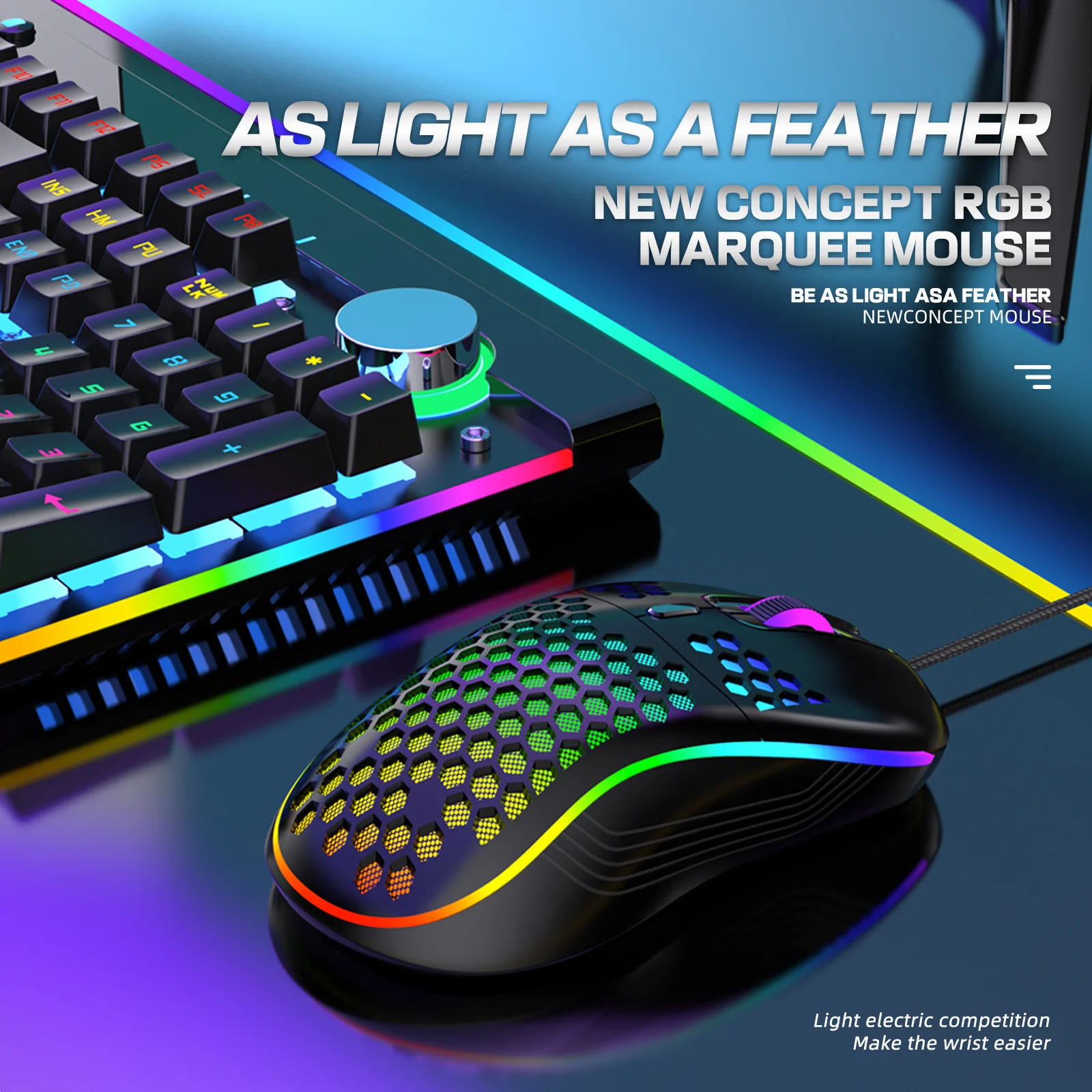 Leichte RGB verdrahtete Gaming-Maus Waben skelett Glow Mouse 6 Tasten Maus