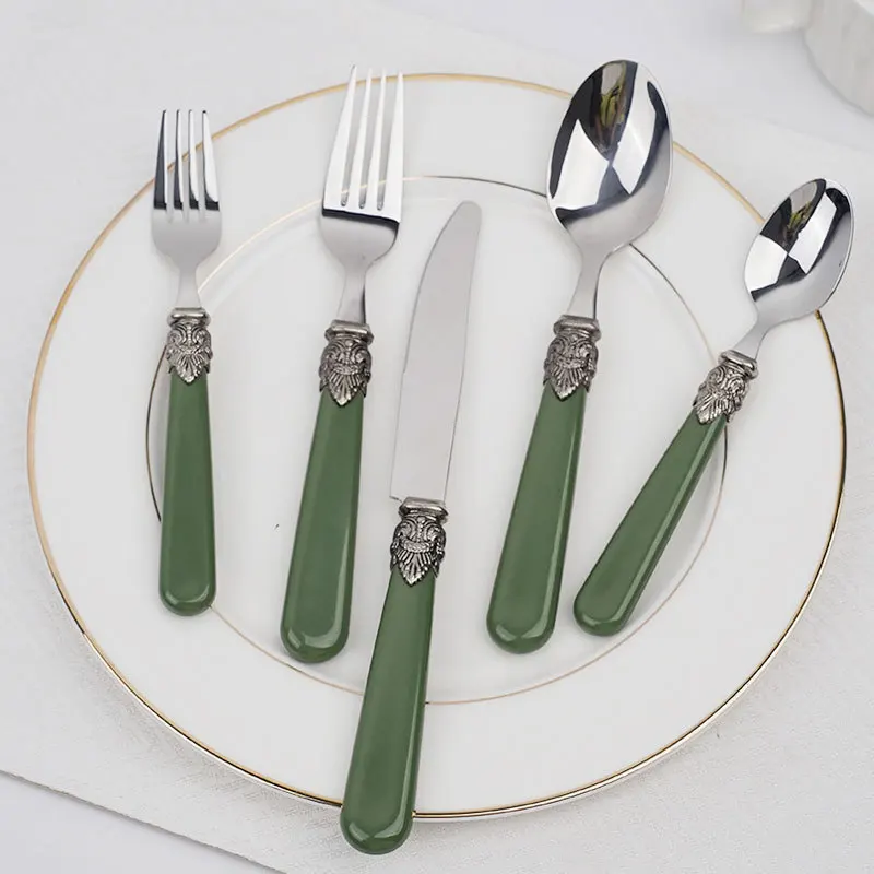 ABS Handle Dinnerware Set 304 Stainless Steel Steak Knife Fork Coffee Spoon Teaspoon Flatware Dishwasher Safe Kitchen Tablewar