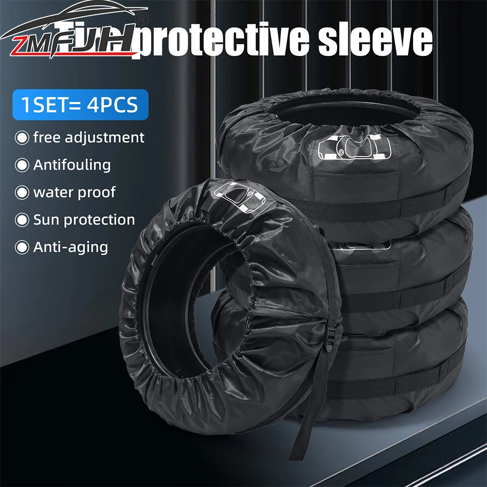 

4PCS Car Spare Wheel Tire Covers Tire Storage Bags Polyester Car Tyre Wheel Protector Dustproof Vehicle Cover Bag Accessories